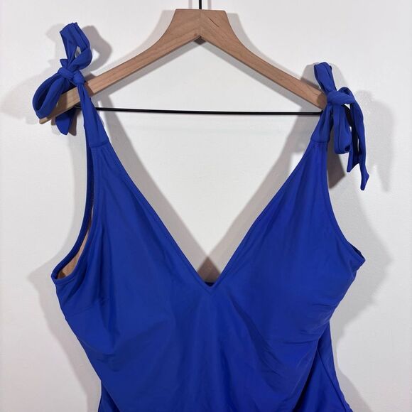 J. CREW BRILLIANT BLUE TIE SHOULDER ONE PIECE SWIMSUIT Size 2X BR591 - Picture 5 of 14